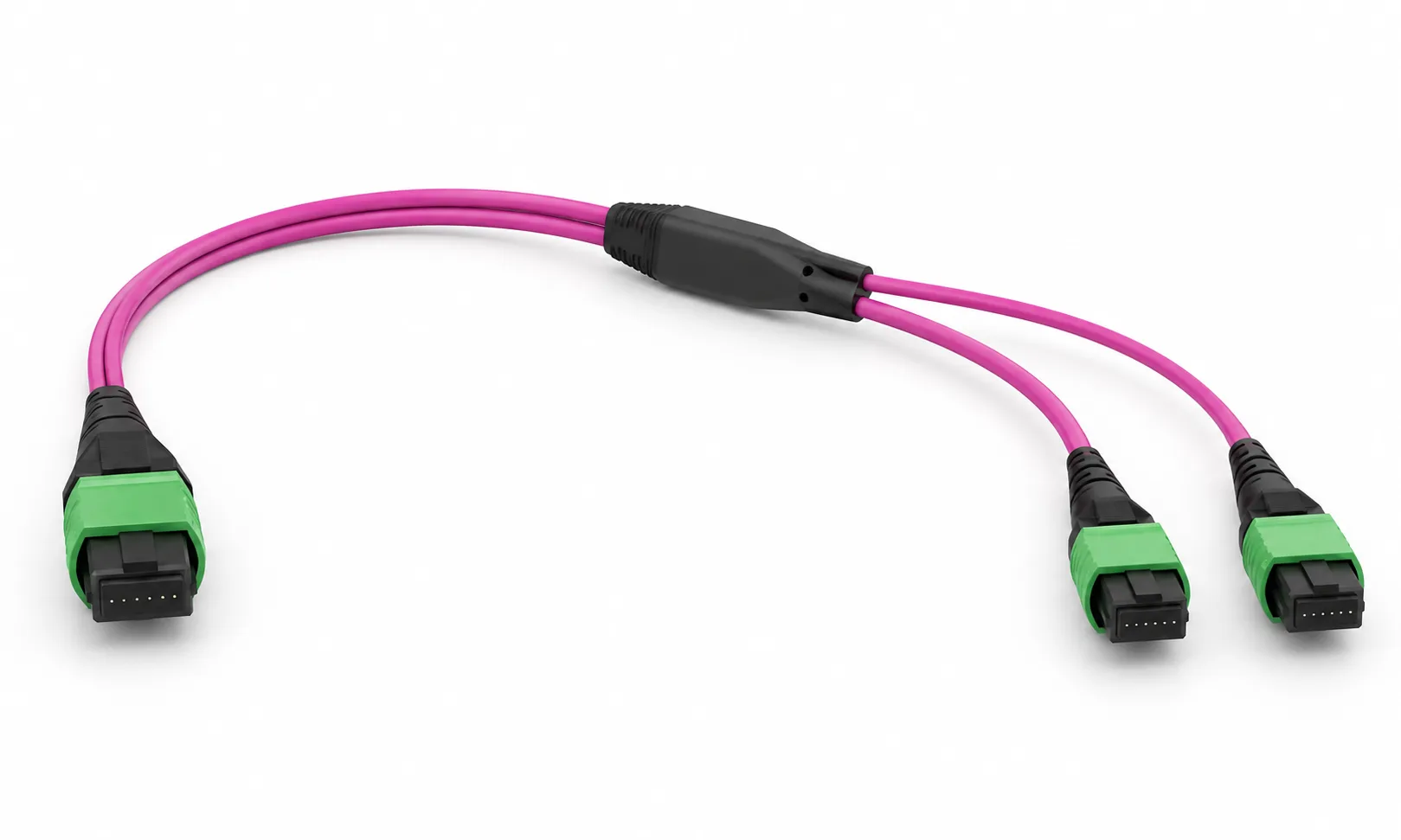 MPO-16 APC to 2x MPO-8 APC OM4 breakout cable structure