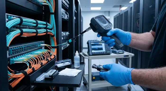 Inspecting and cleaning MPO fiber connectors before deployment@dimifiber Inspecting and cleaning MPO fiber connectors before deployment@dimifiber