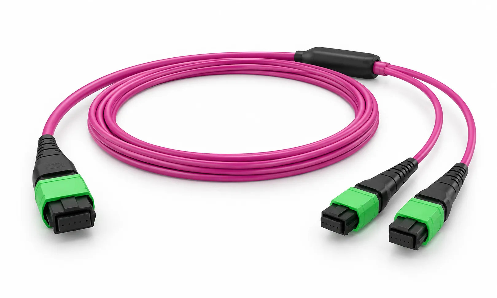 16 fiber MPO-16 APC to 2x MPO-8 APC OM4 breakout cable 16 fiber MPO-16 APC to 2x MPO-8 APC OM4 breakout cable